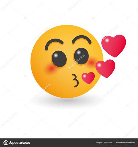 Cute Kissing Face Emoticon Emoji Smiley Isolated On White Background