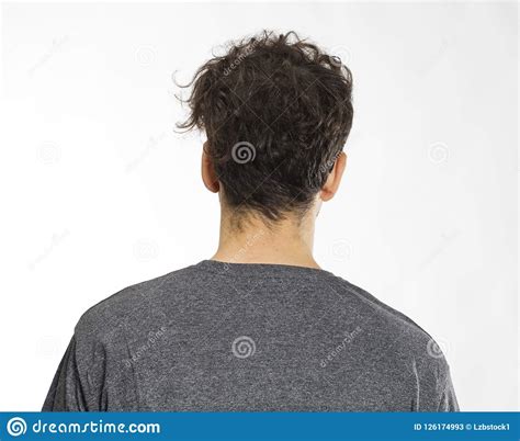 Back View Of Young Man With Curly Hair Stock Image Image Of Copy