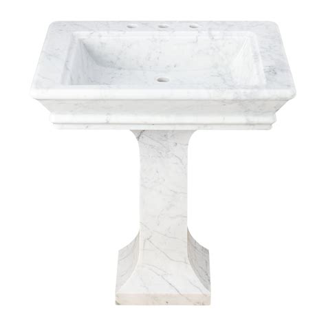 Polished Carrara Marble Pedestal Sink Pedestal Sinks Bathroom Sinks