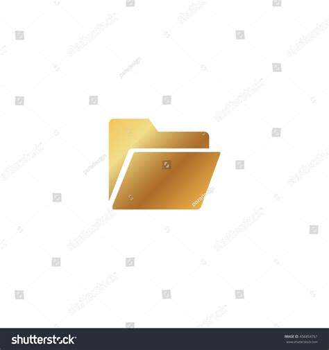 Gold Folder Icon Button Flat Style стоковая векторная графика без