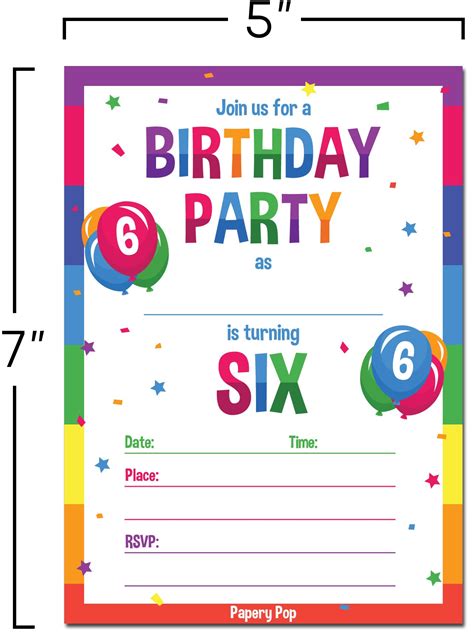 I had my reservations about letting a 4 year old and a 7 year old watch star wars due to the well.hmmm.all of it. 6 Year Old Birthday Party Invitations with Envelopes (15 Count) - Kids - Papery Pop