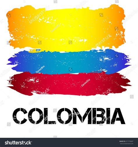 Flag Colombia Brush Strokes Grunge Style Stock Vector Royalty Free
