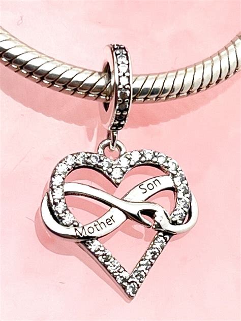 MOTHER & SON INFINITY HEART CHARM 💜 925 STERLING SILVER GIFT MUM | eBay