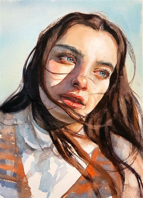 Watercolor Female Portrait Painting Watercolor Painting