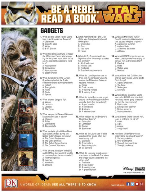 April Star Wars Trivia Questions Gadgets Star Wars Activities Star Wars Facts Star Wars