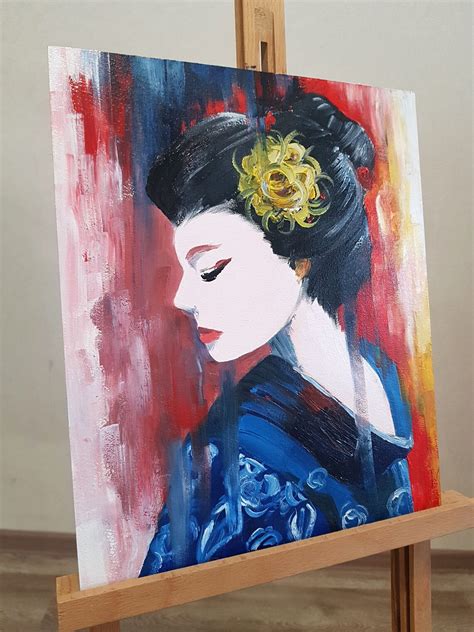 Geisha Painting Original Oil Painting Asian Woman Art Abstract Etsy