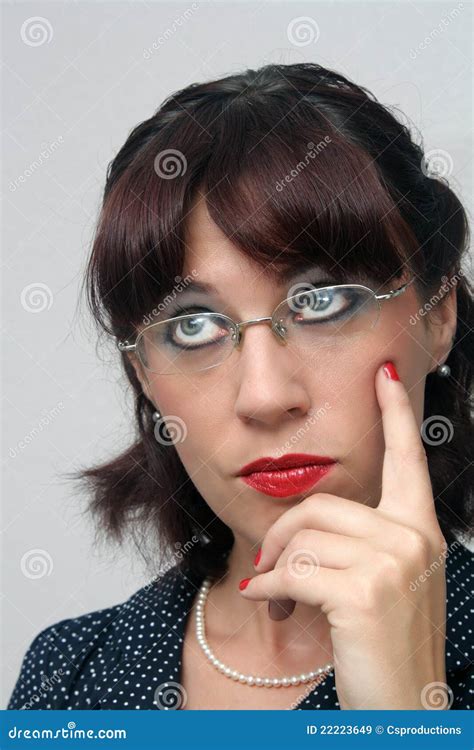 Retro Pinup Girl Headshot With Eyeglasses 3 Stock Image Image Of Person Makeup 22223649