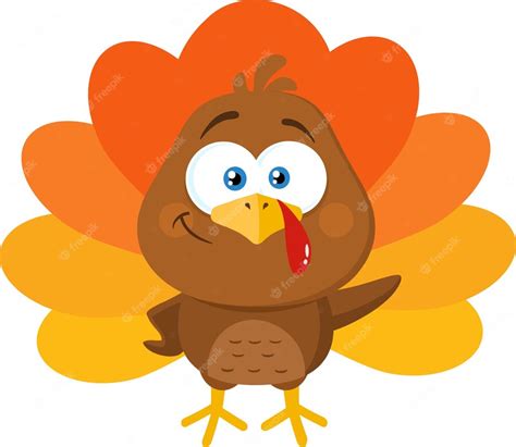 Premium Vector Cute Turkey Bird Cartoon Character Waving Vector