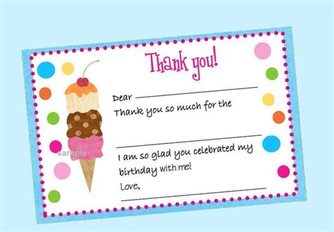 Ice Cream Thank You Note Fill In Instant Download Ice