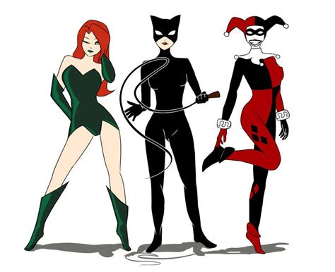 Pin On Poison Ivy Harley Quinn And Cat Woman