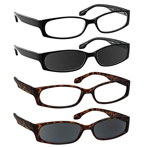 Reading Glasses 3 50 Black Tortoise Black Sun Tortoise Sun 4 Pack F503 Clothing
