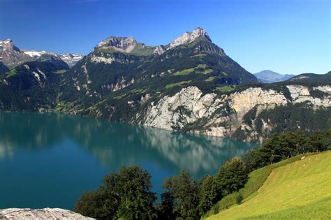 4k 5k 6k Lake Klontal Glarus Switzerland Mountains Lake Scenery