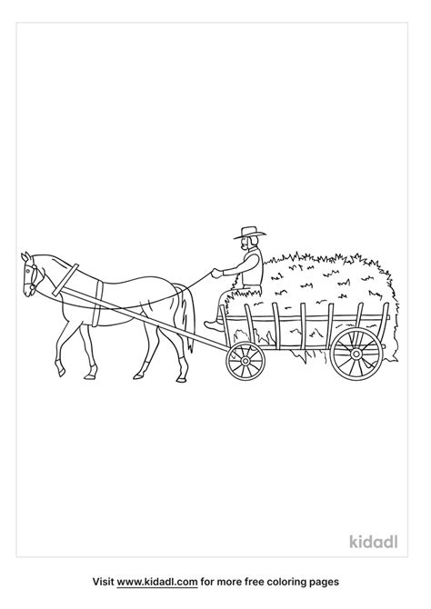 Horse Pulling Wagon Coloring Page Free Farm Animals Coloring Page