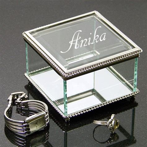 Glass Jewelry Box Engraved With Name Glass Jewelry Box Engraved Jewelry Box Personalized