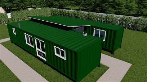 Sch15 2 X 40ft Container Home With Breezeway 3d Render Video