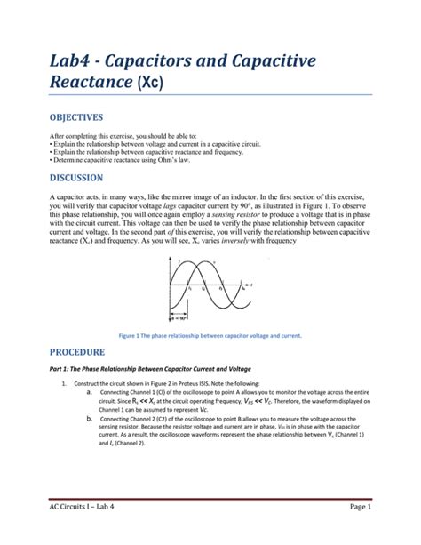 Lab4 Capacitors And Capacitive Reactance Xc