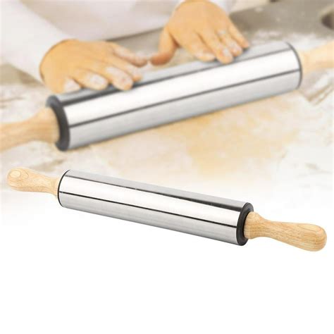 Otviap 1pc Stainless Steel Non Stick Rolling Pin Bread Cookie Dough