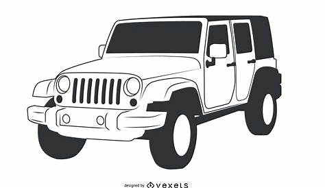 Black & White Hand Traced Jeep Wrangler Vector Download