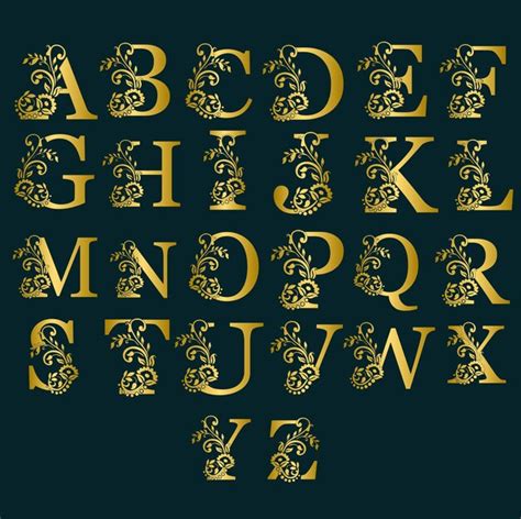 Premium Vector Set Of Gold Floral Premium Luxury Alphabet Letters