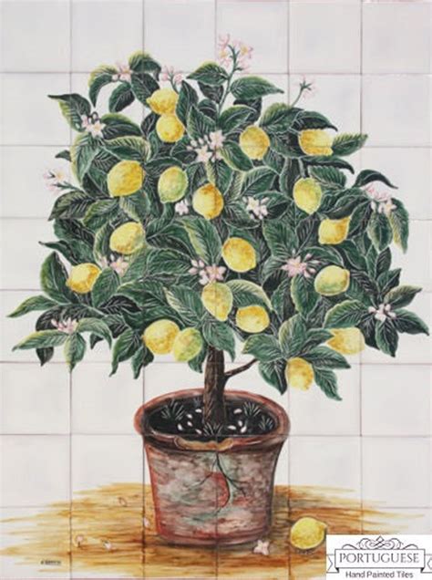 Outdoor Backsplash Lemon Tree Ref Pt2124 Tile Murals Clay Tiles