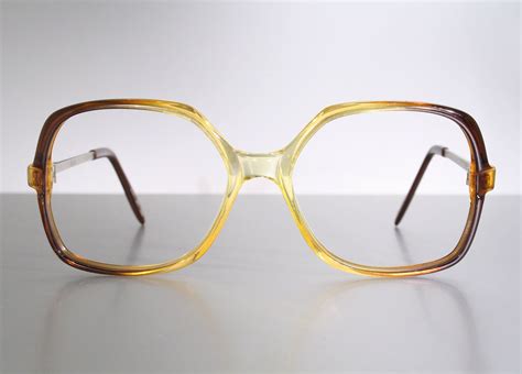 unworn 70 s dwp german honey orange amber vintage oversize butterfly eyeglass frames with
