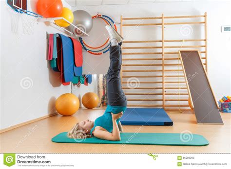 Young Woman Doing Sport Exercises Stock Image Image Of Laugh