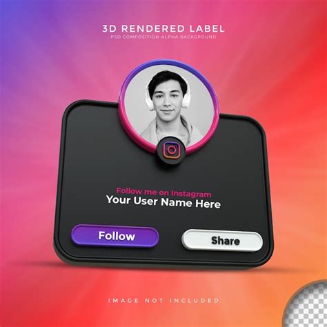 Premium Psd Glossy Banner Icon Profile On Black Instagram 3d