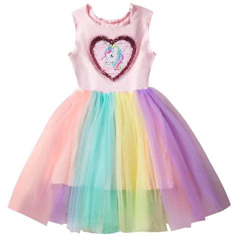 Summer 2019 Little Girls Birthday Unicorn Party Dresses Girls Rainbow