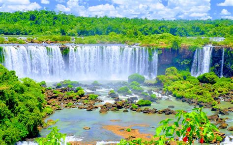 Iguazu Falls Waterfall In South America Of The Iguazu River On The