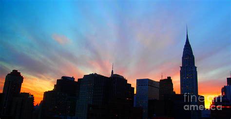 Magnificent Sunset With Chrysler Building New York City Skyline