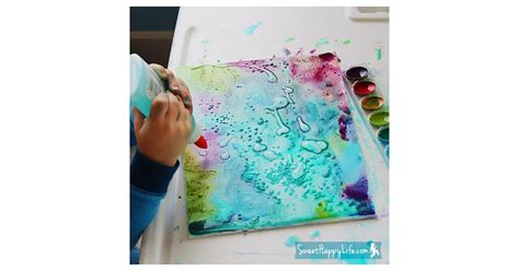 Watercolors Glue And Salt Canvas Art Canvas Art Projects For Kids