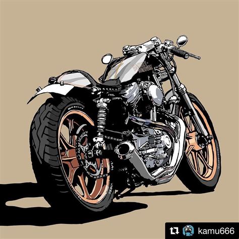 Custom Harley Davidson Xl 883 Sportster Illustration Via Nanakon7