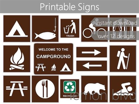 Campground Signs Camping Party Printables Instant Digital Etsy