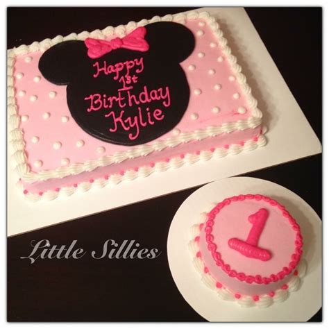 Minnie Mouse Sheet Cake And Smash Cake Minnie Mouse Birthday Cakes Minnie Mouse Birthday