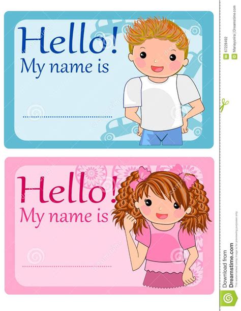 Name Tags For Kids Stock Illustration Illustration Of Male 67228492