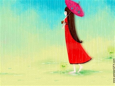 نقاشي ديجيتالي فانتزي كودكانه دختري زير باران