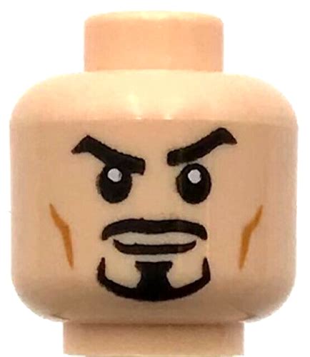 Lego New Light Nougat Minifigure Head Dual Sided Black Eyebrows And