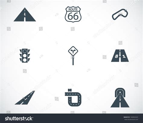 Vector Black Road Icons Set Stock Vector Royalty Free Shutterstock