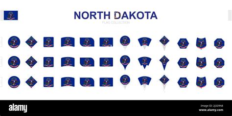 Large Collection Of North Dakota Flags Of Various Shapes And Effects