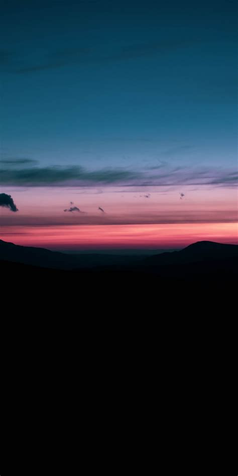 Download Wallpaper 1080x2160 Sunset Hills Silhouette Dark Nature