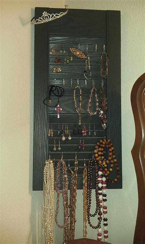 Window Shutter Jewelry Spot I Used Drapery Hooks To Hold Necklaces