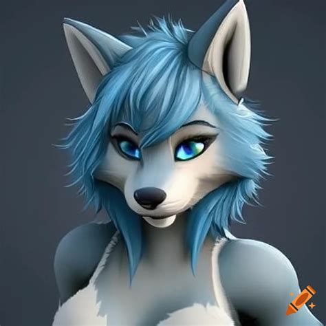 Anthro Furrie Hyena With Red Fur And Blue Eyes Masculine Female Face Head Only On Craiyon