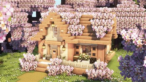 Minecraft 🌸 Cherry Blossom Starter House Tutorial Mizunos 16 Craft