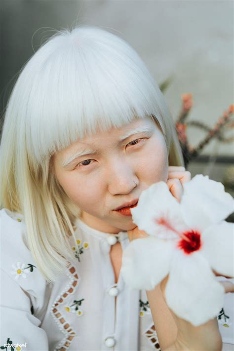 Download Premium Image Of Portrait Of An Albino Girl With A White