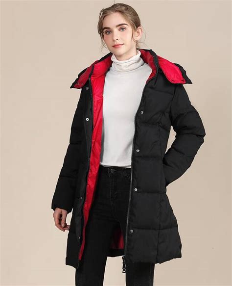 Womens Black Winter Hooded Long Puffer Bubble Jacket Coats Sku998045