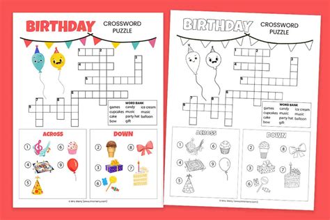 Birthday Crossword Puzzles Free Printable