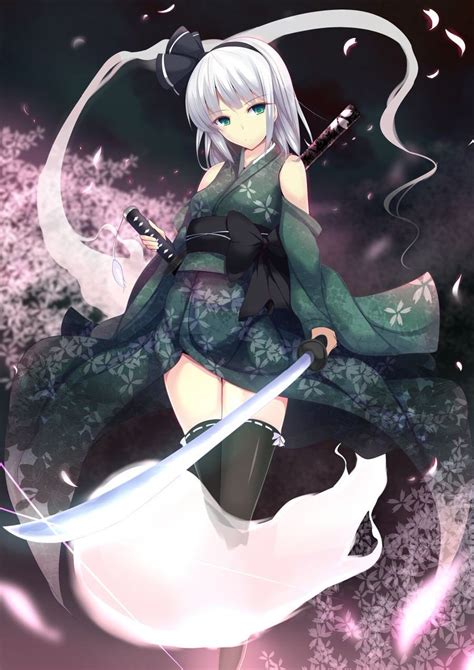 Anime Girl In Kimono With Sword