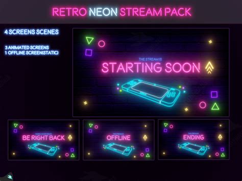 Twitch Overlay Retro Neon Stream Screens Animated Etsy Uk