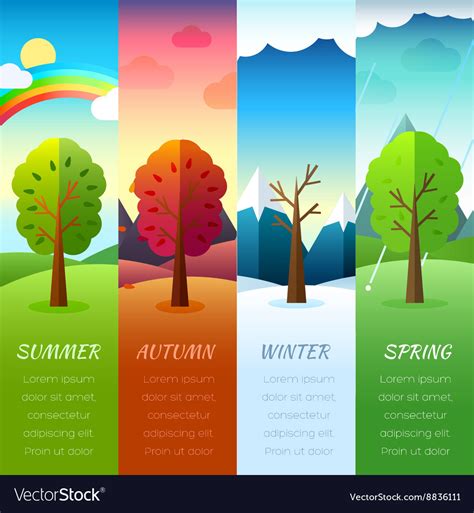 Weather Seasons Icons On Nature Ecology Background