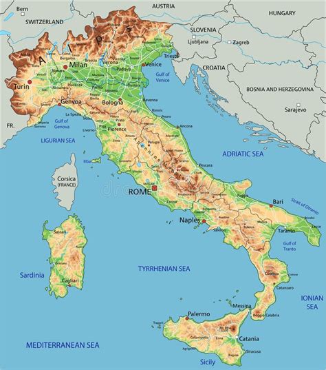 Mapa Detallado De La Italia Ilustración Del Vector Ilustración De